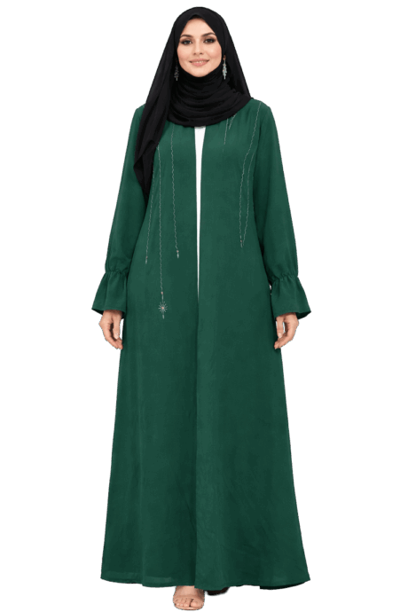 Two-piece Emerald Green Abaya with Hijab