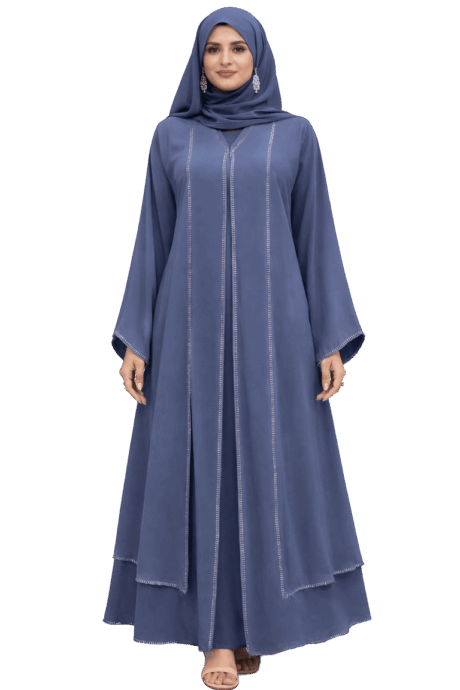 Slate Blue Abaya With Hijab