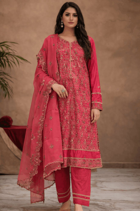 Rose Pink Embroidered Salwar Kameez