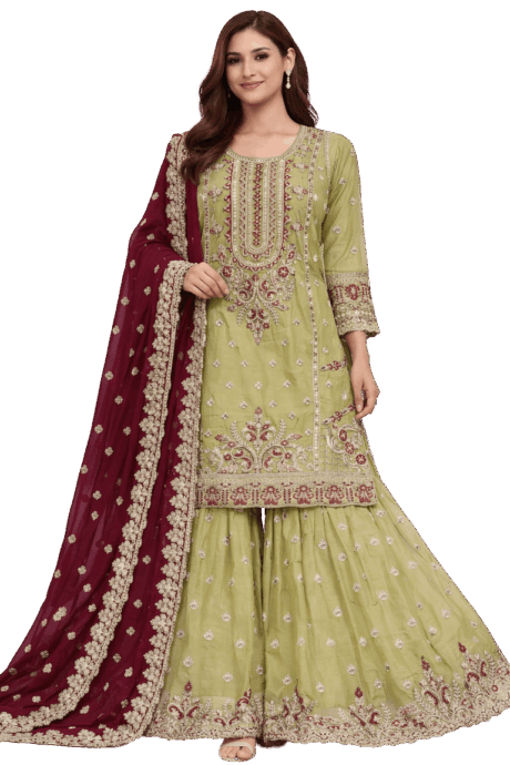 Traditional Pakistani Gharara With Embroidery