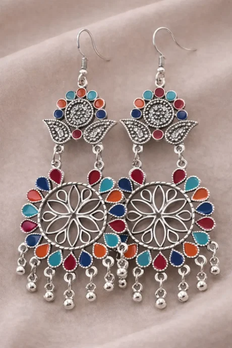 Oxidized Silver Chandelier Earrings